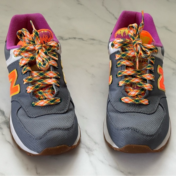 New Balance 574 Gray Neon Size 8 - Picture 7 of 9